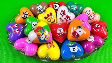 Mixing Rainbow CLAY Coloring with Numberblocks inside Mini Heart... ASMR