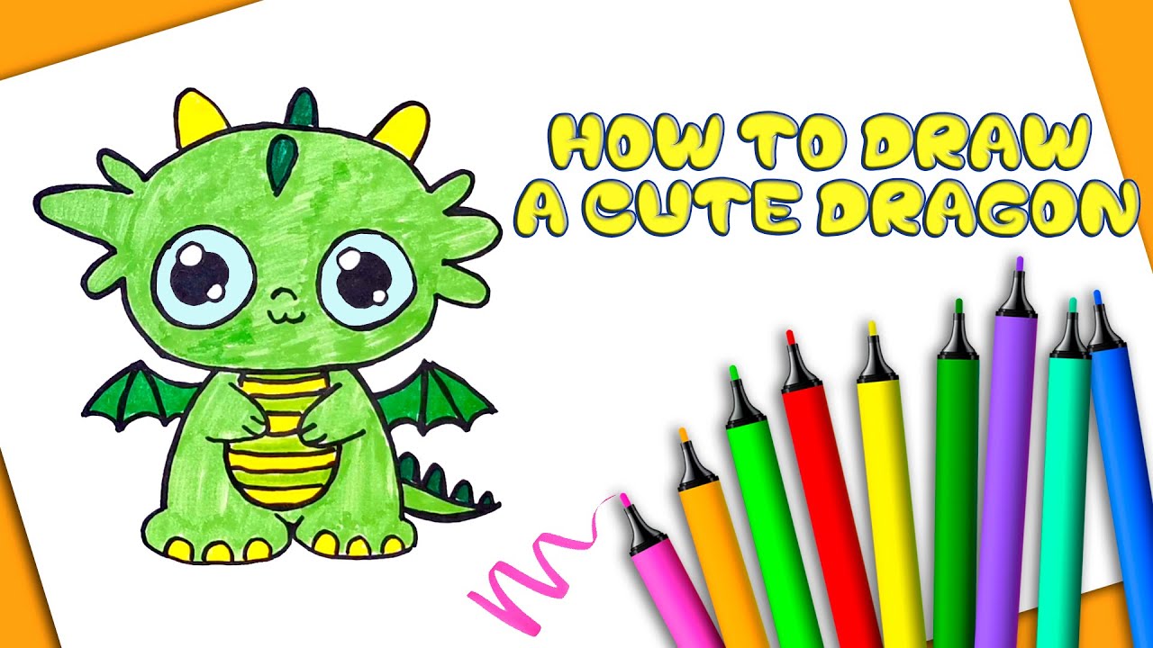 How to Draw a CUTE DRAGON 🐲 Step by Step Easy drawing YouTube