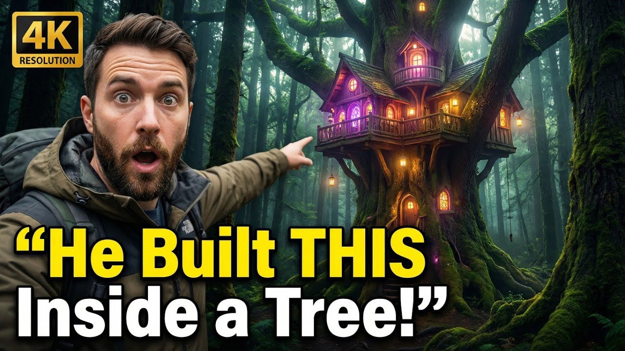 He Built a Secret House Inside a Tree – Forest ASMR - YouTube