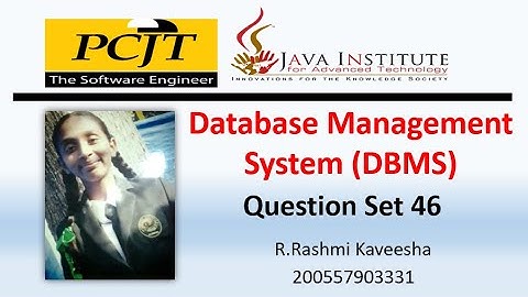 Java Institute || Database management System(DBMS) || Question set 46