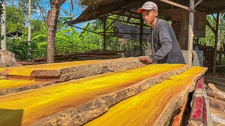 Indahnya kayu serat kayu Nangka!! Kayu Nangka Simpanan Kolektor Bernilai 1 Miliar digergaji papan