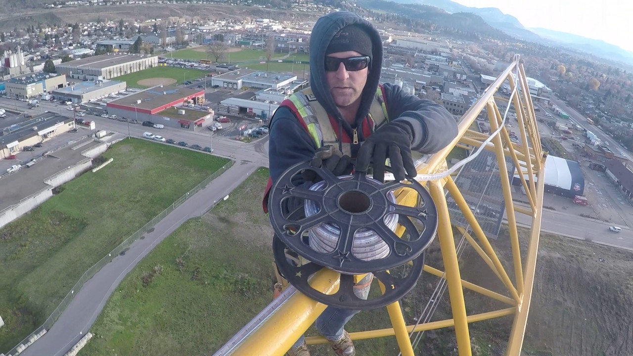 Installing Christmas lights on tower crane YouTube