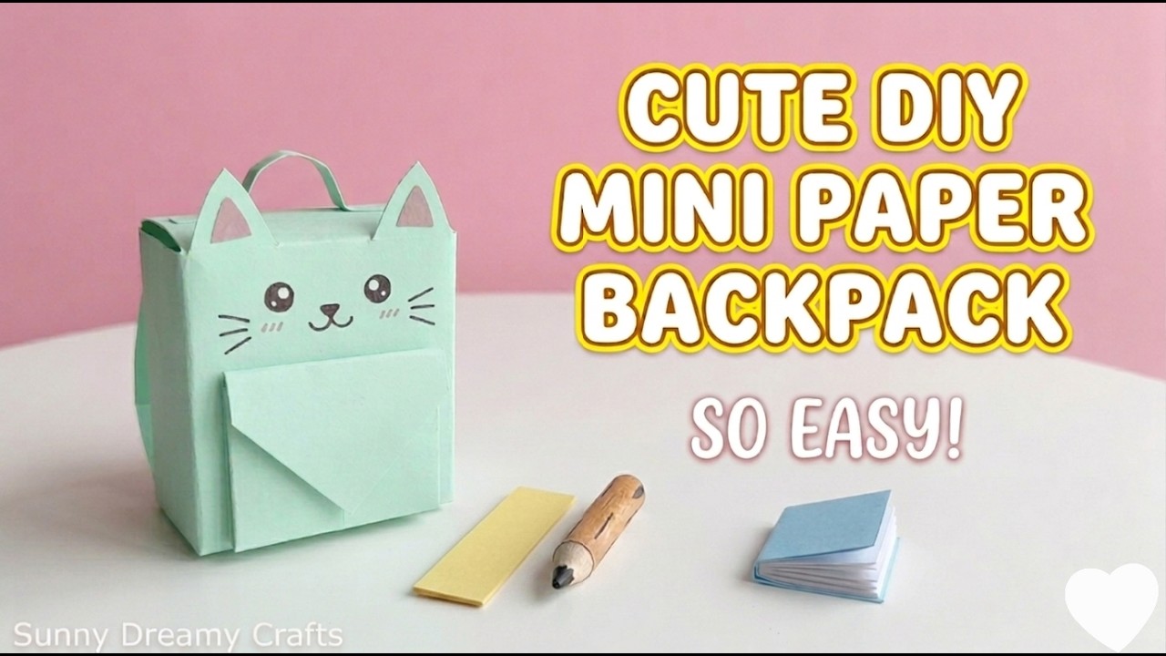 How to make a Mini Paper School Bag // Backpack Origami // Easy Origami ...