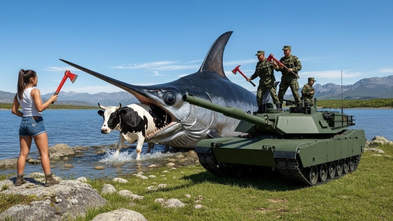 Heroic Rescue Team Races to Save an Adorable Mother Cow from a Giant Swordfish 🚨🐄