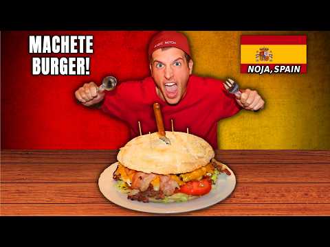 This MASSIVE Burger Challenge Served With a REAL MACHETE!