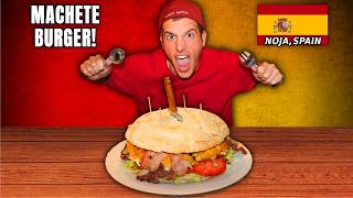 This MASSIVE Burger Challenge Served With a REAL MACHETE!