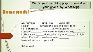 HOMEWORK BLOG PAGE  ID 1 M 5 W 3 CLASS 1