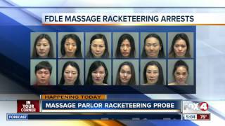 The florida department of law enforcement will hold a press conference
friday following massive crackdown on massage parlors and spas.