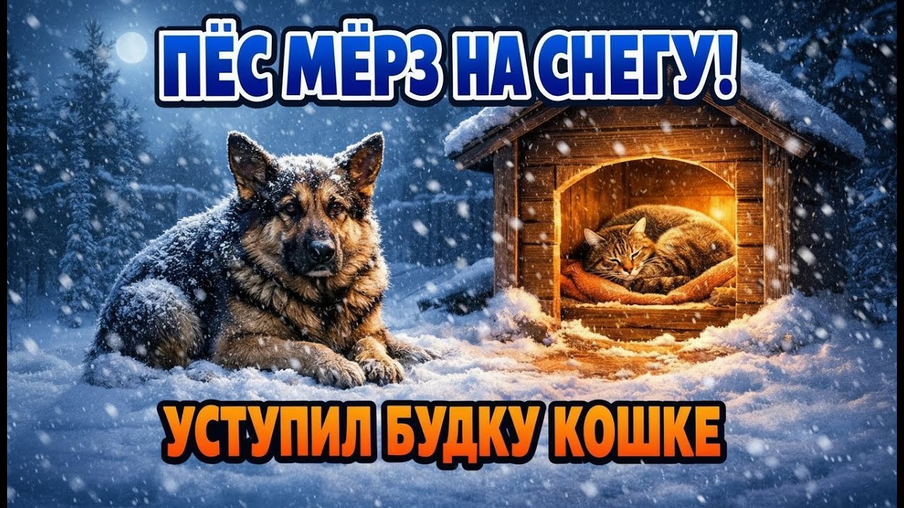 ЦЕЗАРЬ замерзал ДВЕ НОЧИ! В будке спала БЕРЕМЕННАЯ кошка - пёс УСТУПИЛ