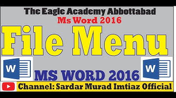 File Menu of Ms Word 2016 ||Part 1 ||