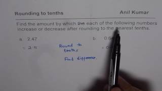 Find by How much a number increases or decreases after rounding decimal numbers
