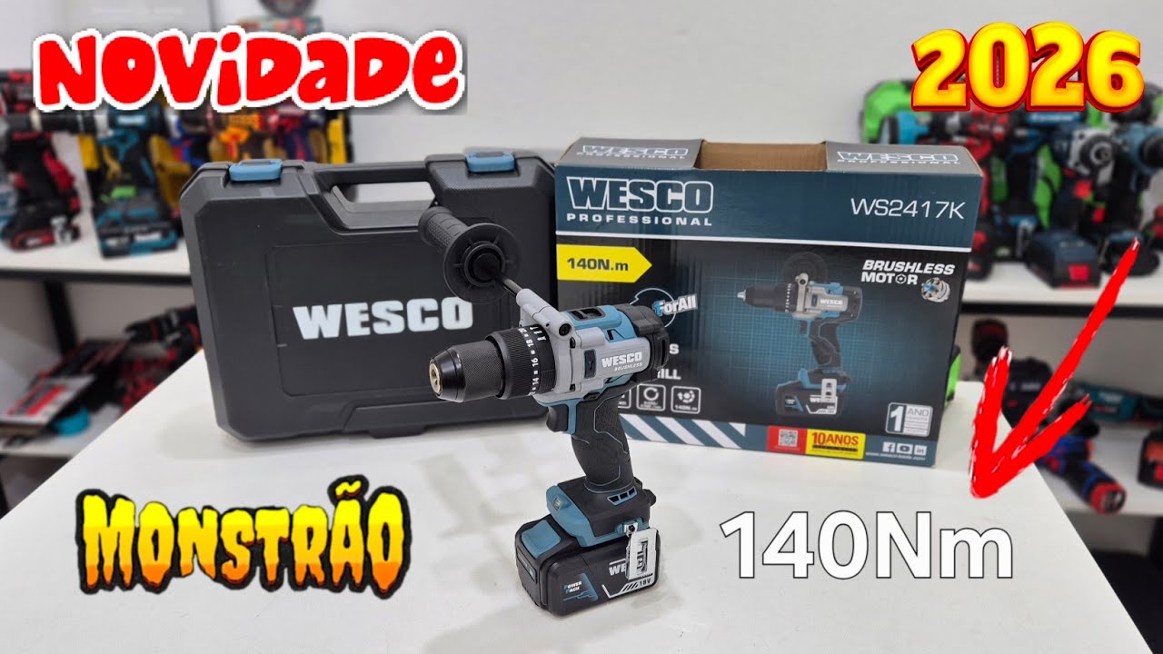 O MONSTRO CHEGOU - PARAFUSADEIRA FURADEIRA WESCO 18V 140NM