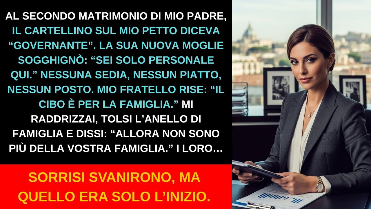 Il giorno del matrimonio di mio padre ho servito champagne a duecento invitati, vestita con un’uniforme nera che sua moglie aveva scelto per me. Sorridevo mentre lui mi presentava agli ospiti come...