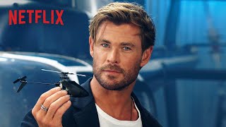 Chris Hemsworth Tries To Land A Helicopter On A Moving Train Extraction 2 Netflix