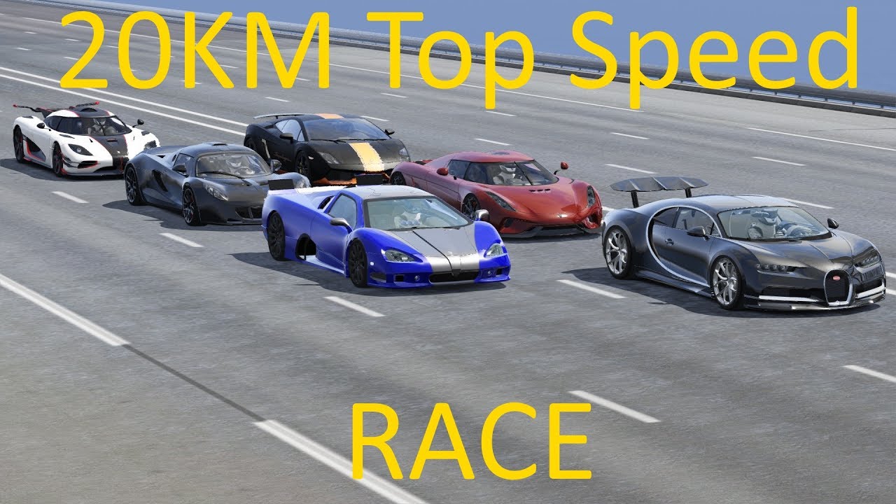 20 KmTop Speed Race Koenigsegg One:1, Regera, Bugatti Chiron, Hennessey Venom, SSC Ultimate Aero...