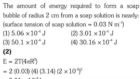 The amount of energy required to form a soap bubble of radius 2 cm from a soap solution is nearly 23