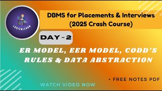 Day 2: ER Model, EER Model, Codd’s Rules & Data Abstraction | DBMS for Placements & Interviews| 2025