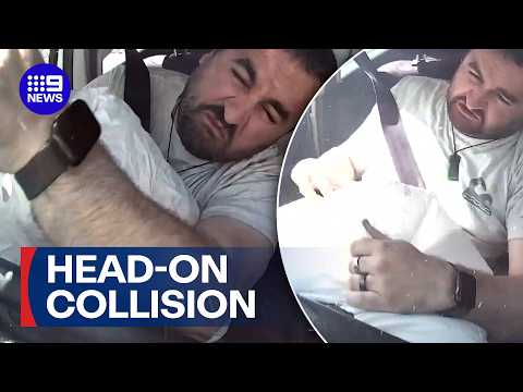 Man crashes personal car allegedly using unauthorised lights and sirens | 9 News Australia