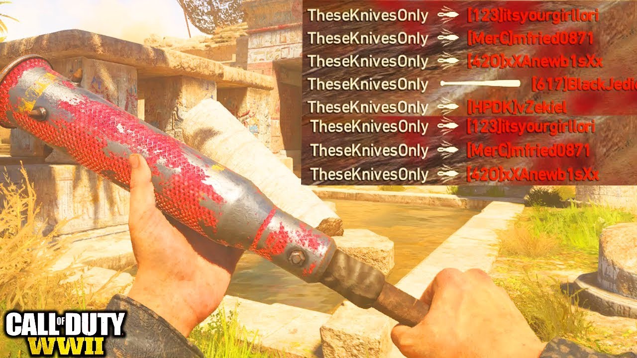 INSANE 8 MAN BASEBALL BAT & THROWING KNIFE FEED in COD WW2!! YouTube