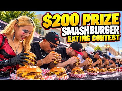 $200 Prize Smashburger Eating Contest from Hammer Burgers in Santa Ana, CA!! #rainaiscrazy