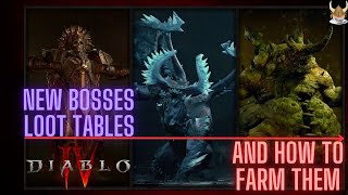 Diablo 4 All New Endgame Bosses LOOT TABLES and How to FARM THEM ~GET YOUR UBER UNIQUES~