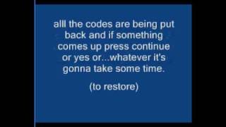 How to fix your Action Replay. (Restore Memory)