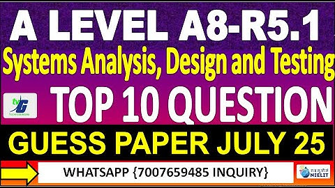 A Level A8-R5.1 GUESS PAPER JULY 2025 Systems Analysis, Design and Testing | GUESS PAPER JULY 2025