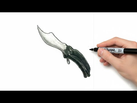 (Easy drawing) How to draw Balisong Knife in ROBLOX RIVALS