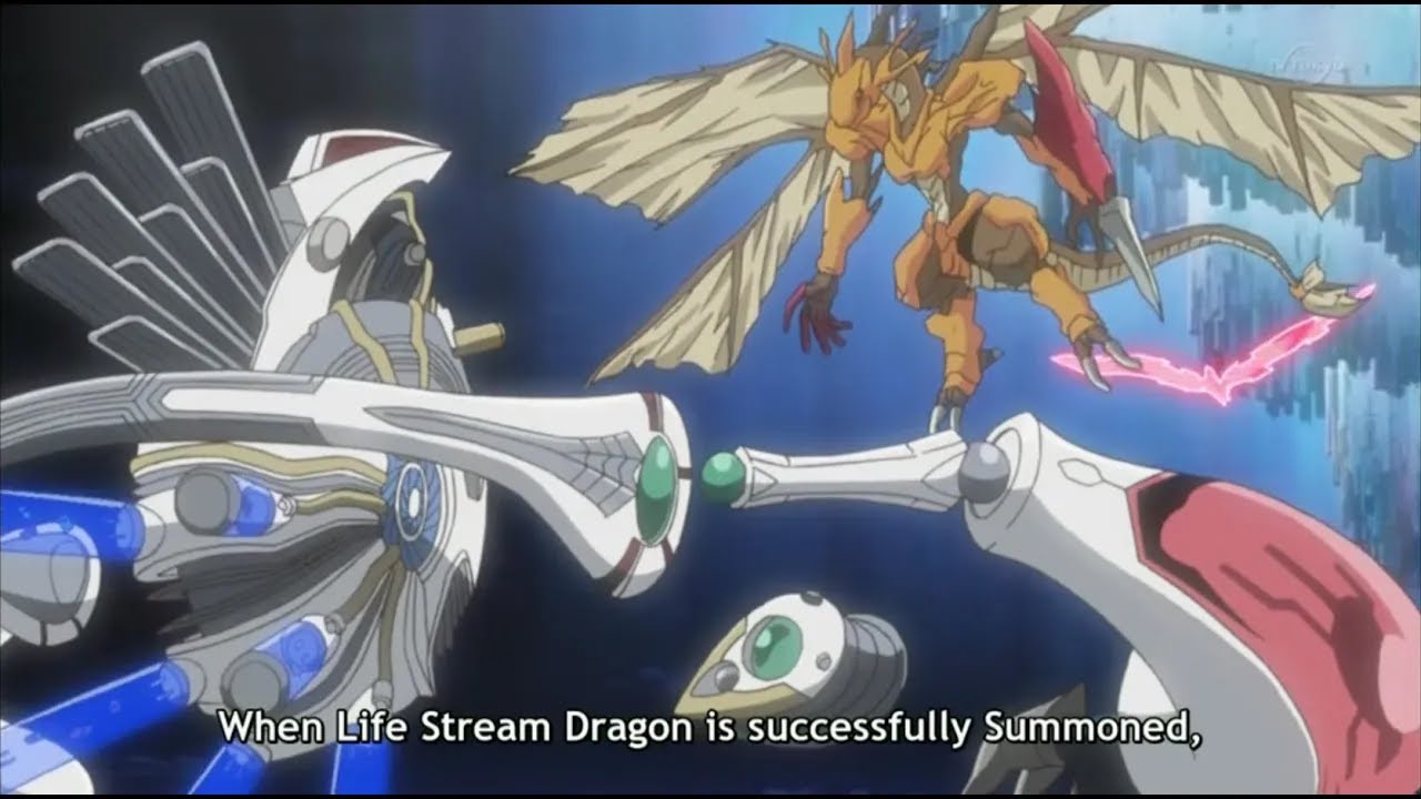 Yusei Summons Power Tool Dragon and evolves him into Life Stream Dragon!