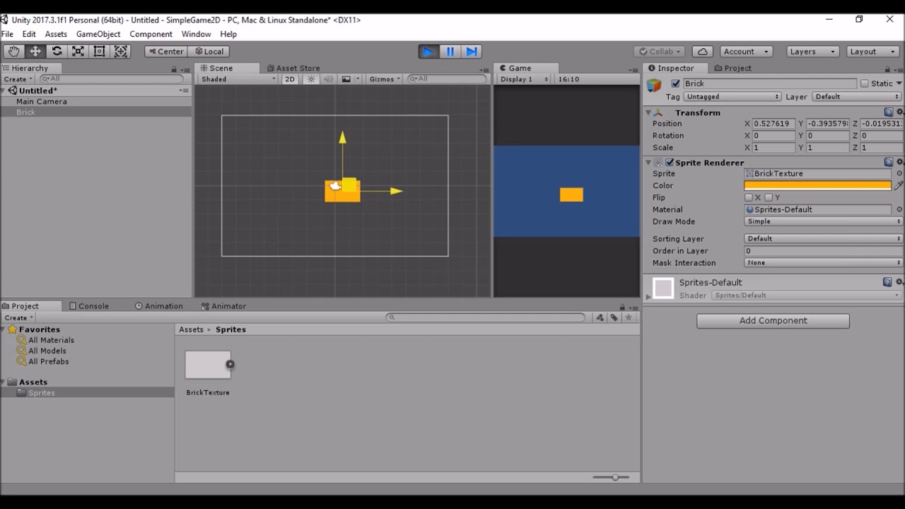 Gamify It With Unity SimpleGame2D Tutorial 1.1 - First Steps - YouTube