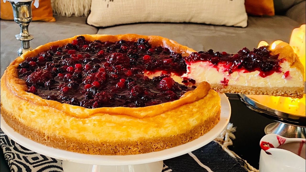 ألذ وصفة لنيويورك تشيزكيك (في الفرن)خطوة بخطوة و بأسهل طريقة مع الصوص اللذيذ/