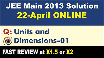 JEE Main 2013 Physics Solutions | Units and Dimensions-01
