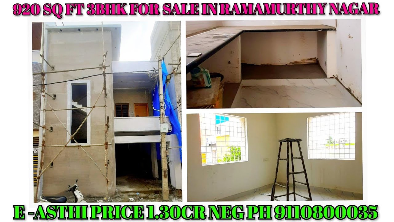 3BHK 920 SQ FT HOUSE FOR SALE IN RAMAMURTHY NAGAR TC PALYA PRICE 1.30CR NEG PH 9110800035 