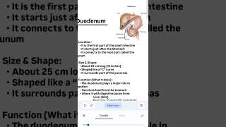 Duodenum characteristics and functions #biology #duodenum #education