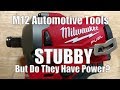 Milwaukee M12 FUEL Stubby Impact Wrenches in 1/2" 3/8" & 1/4" Anvils For Tight Spaces