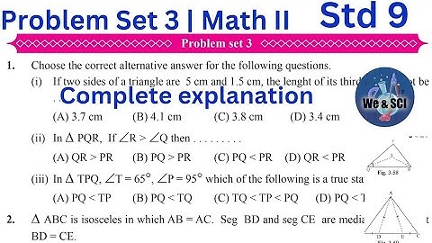 Problem Set 3 | L-3 Triangles | STD 9 Math part II | Math part 2 | Geometry | Maharashtra board