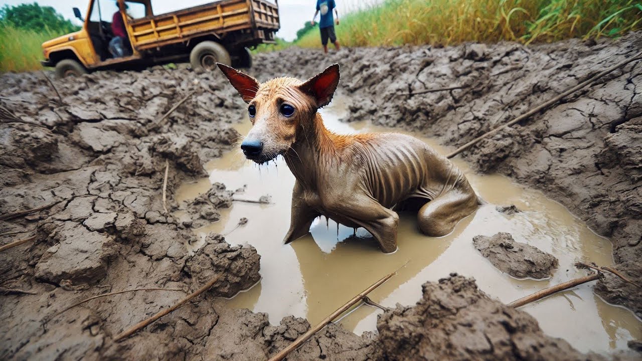 Best rescue dogs stuck in mud almost dead - YouTube