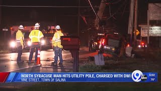 North Syracuse man charged with DWI after truck crashes into utility pole