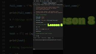 11. f-Strings in Python ⚡ Lesson 8 #shorts