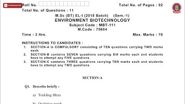 MSC BT 1ST SEM ENVIRONMENT BIOTECHNOLOGY MAY 2019 | PTU