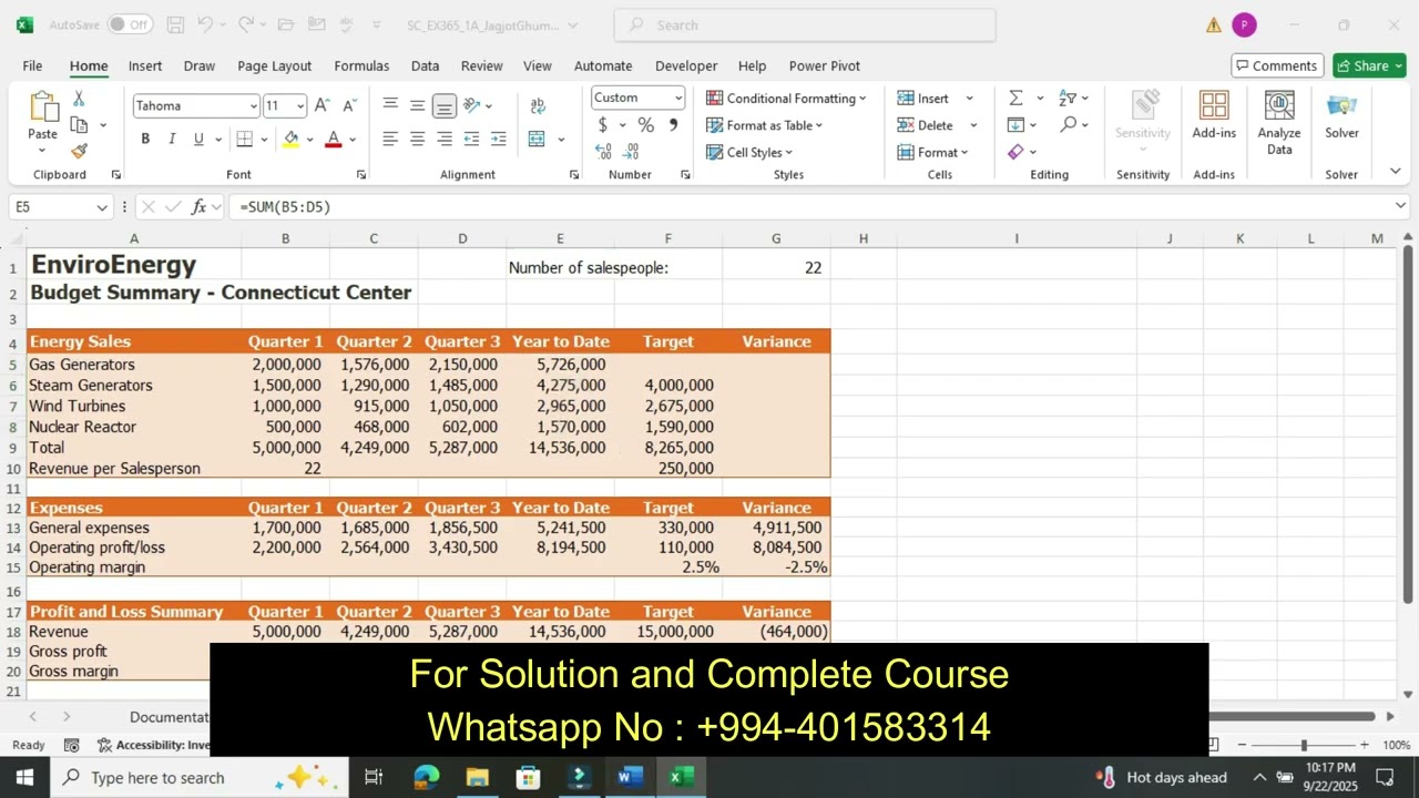 Excel 365: Shelly Cashman Module 1 - SAM Project A | Shelly Cashman Excel 365 - Module 1
