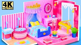 Cutest Idea Build Pink Bedroom and Bathroom for a Princess ❤️ DIY Miniature Cardboard House