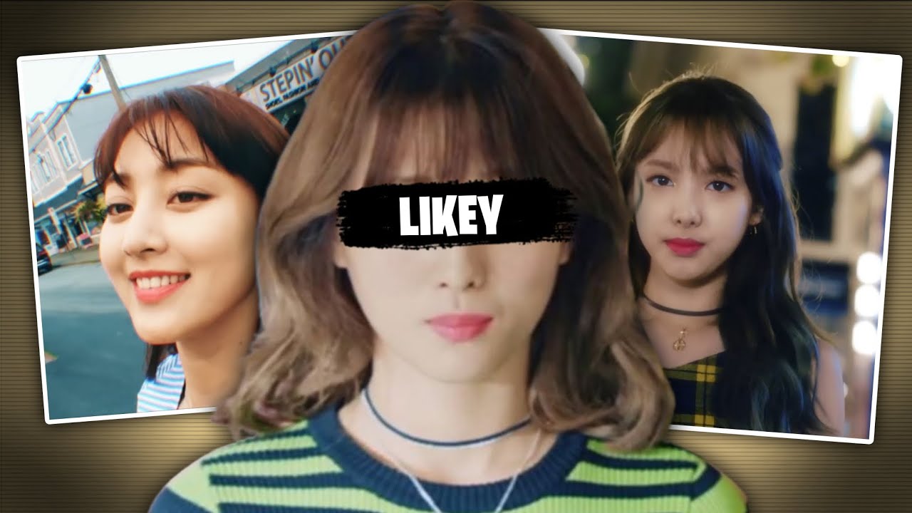TWICE members in the 'LIKEY' music video, with text from EL MUNDO DEL KPOP's analysis video.