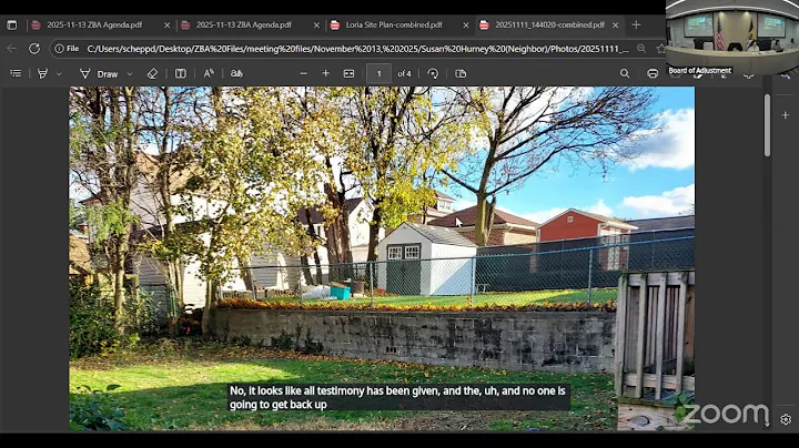 Zoning Board of Adjustment: November 13, 2025