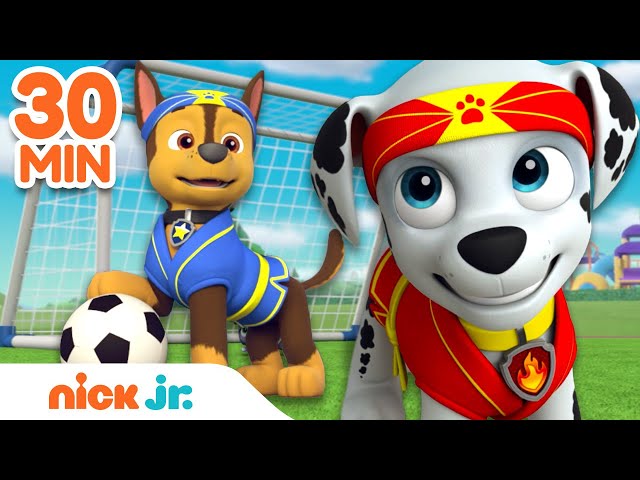 PAW Patrol Rescues u0026 Healthy Habits! w/ Chase u0026 Marshall ⚽️ | 30 Minute Compilation | Nick Jr. class=