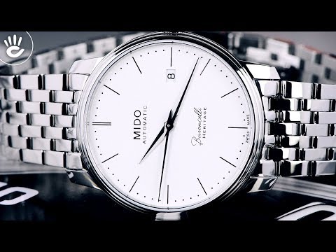 Đồng hồ Mido #14 | Review đồng hồ Mido M027.407.11.010.00 dây kim loại tone màu nổi bật nền trắng