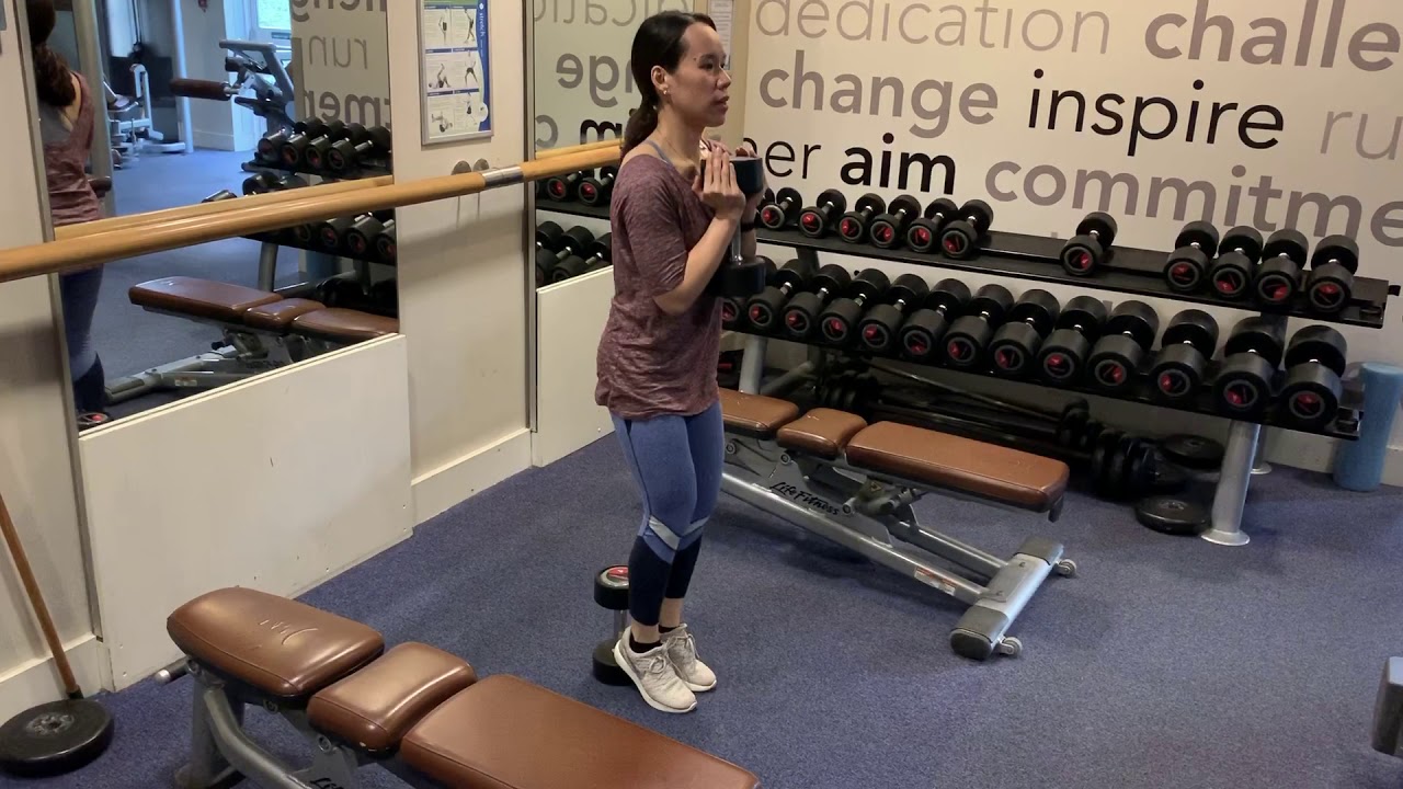 Heel elevated squat - Dumbbell - YouTube