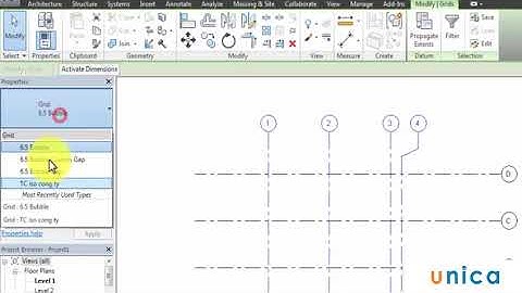Bài 2  Cách tạo lưới trục trong Revit Architecture