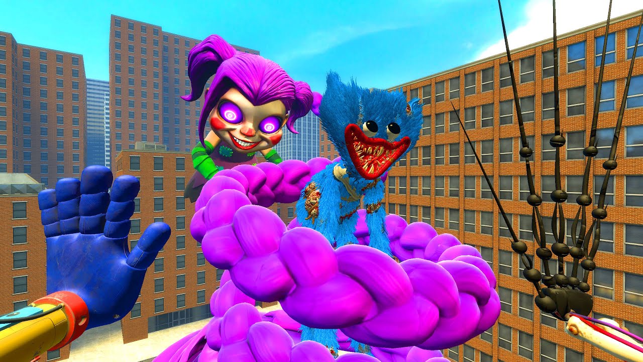 I FOUND SCARY HUGGY WUGGY VS LILY LOVE BRAIDS FROM TRAPS ME BETWEEN THE TOWERS! | GARRY’S MOD