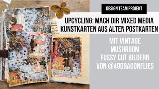 upcycling: wie du aus alten Postkarten Mixed Media Kunstkarten machen kannst! DTP @49dragonflies